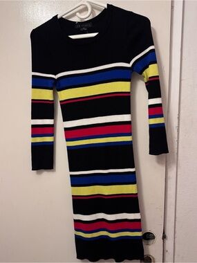 Sanctuary Black Long Sleeve Striped Midi Dress